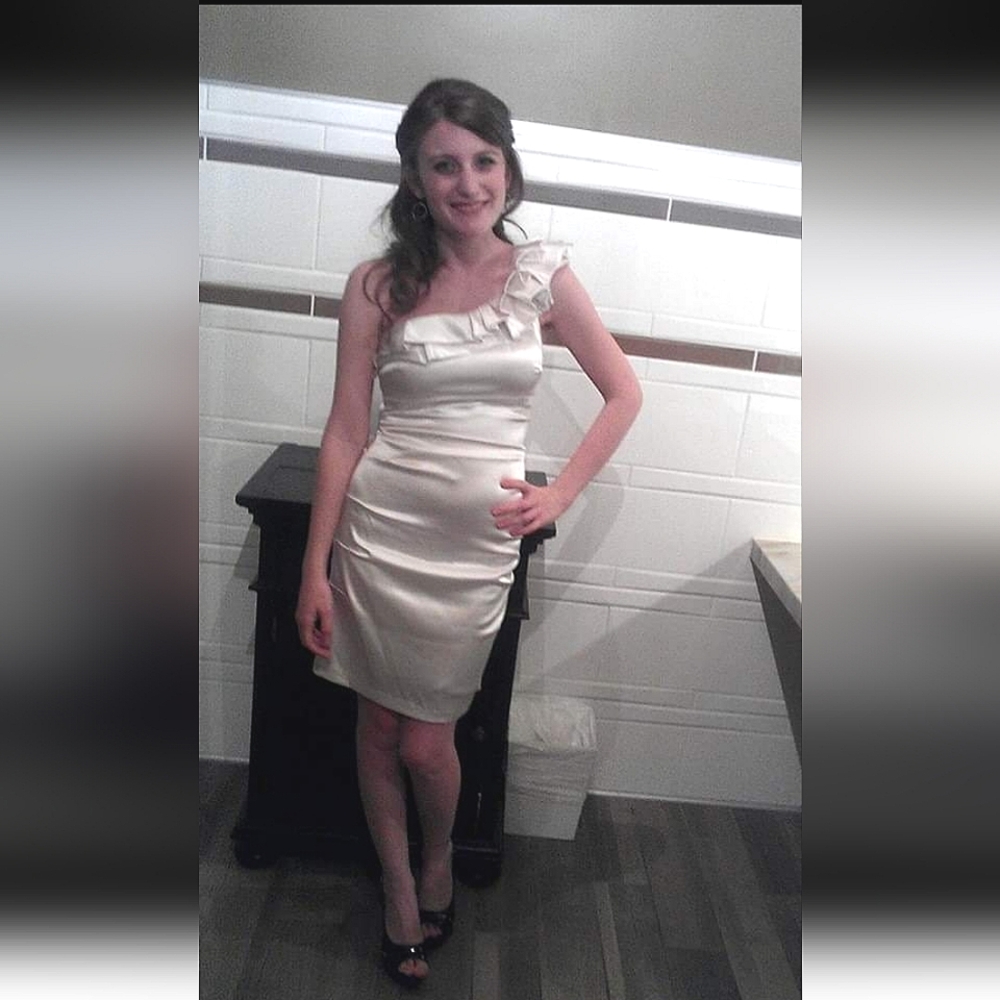 B. Darlin Satin Bodycon One Shoulder Ruffle Mini Dress